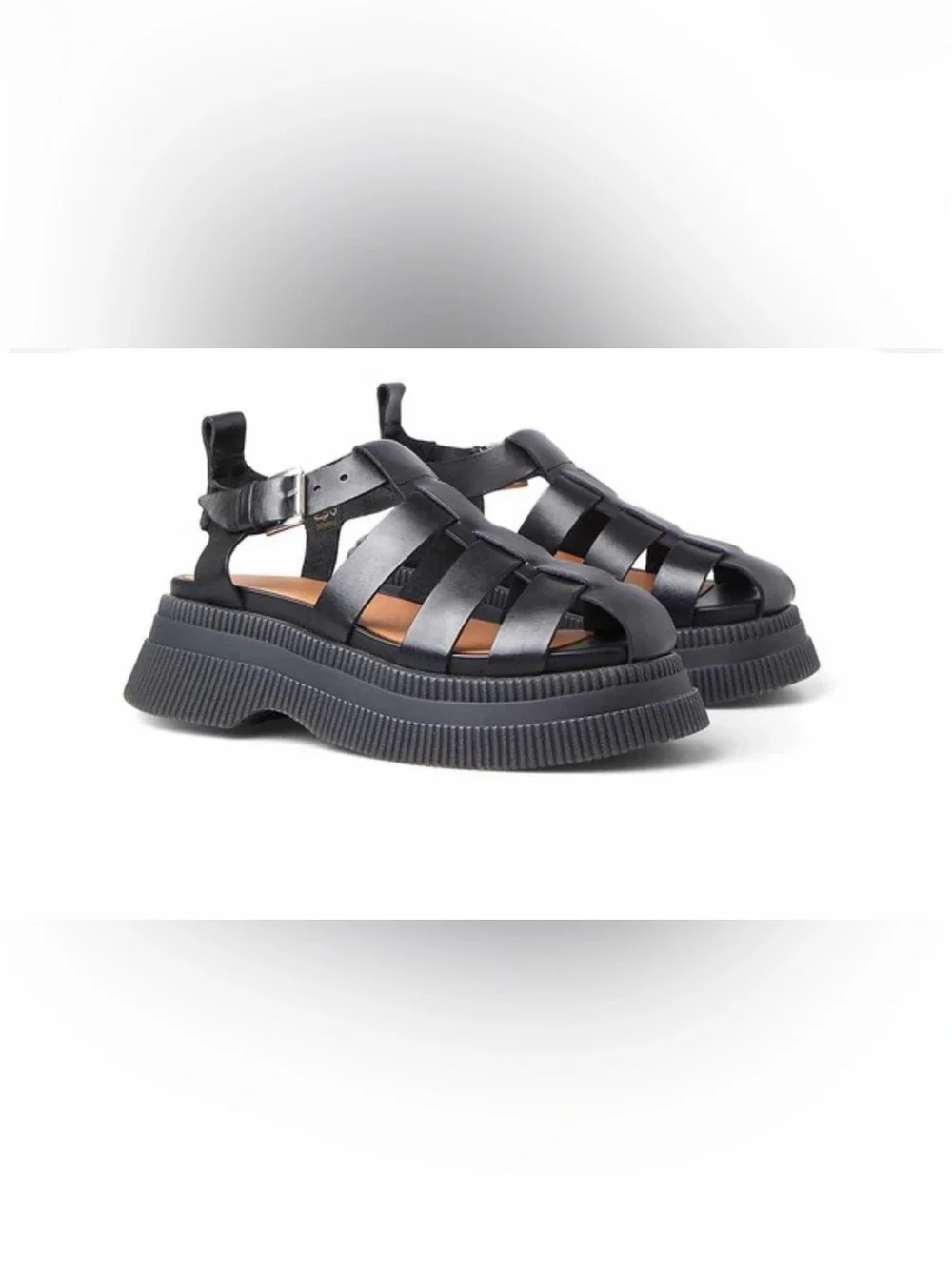 GANNI CREEPER SANDALS WITH PLATFORM SOLE - BLACK